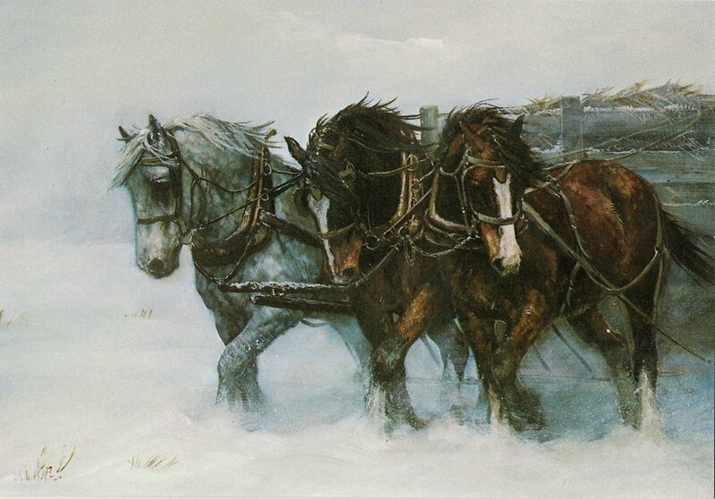 Horses Pulling Sled