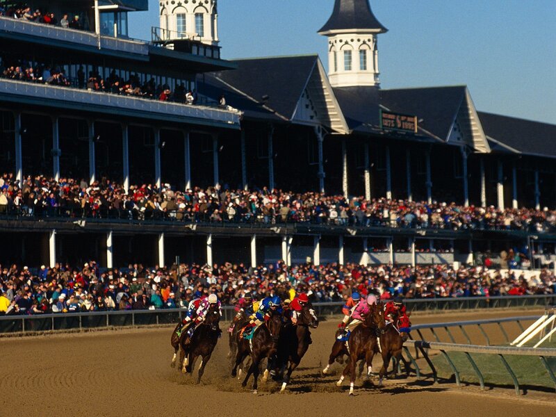 Horses Racing on Track — Brown, Energetic, Afternoon