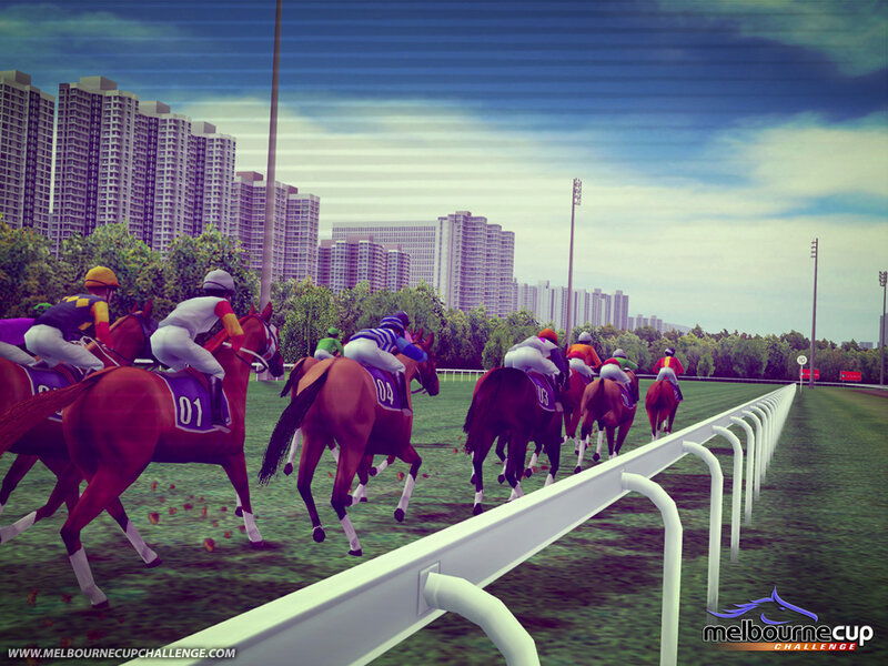 Horses Racing on Track — Green, Competitive