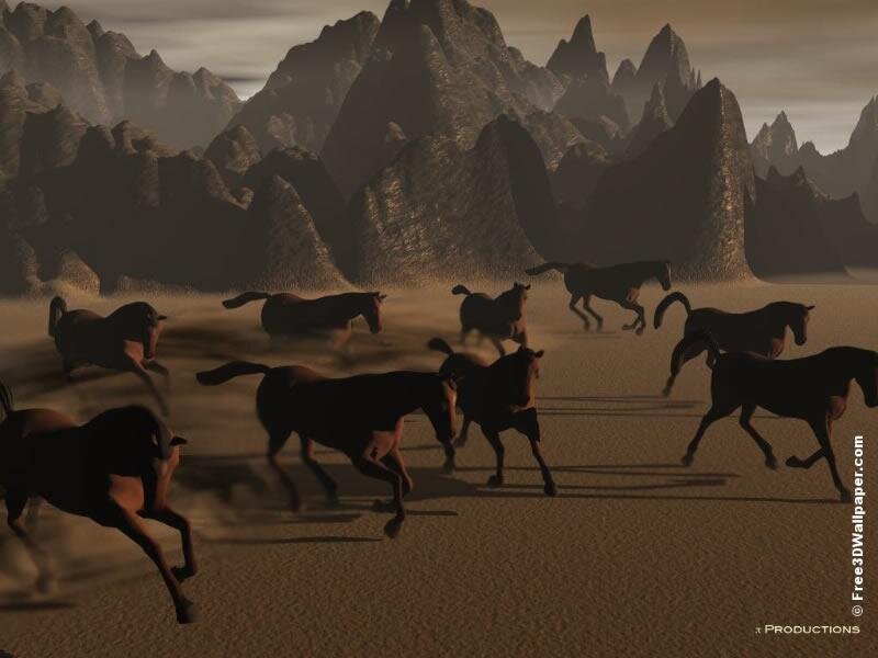 horses running in desert