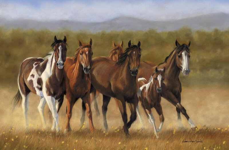 Horses Running in Field — Brown, Dynamic