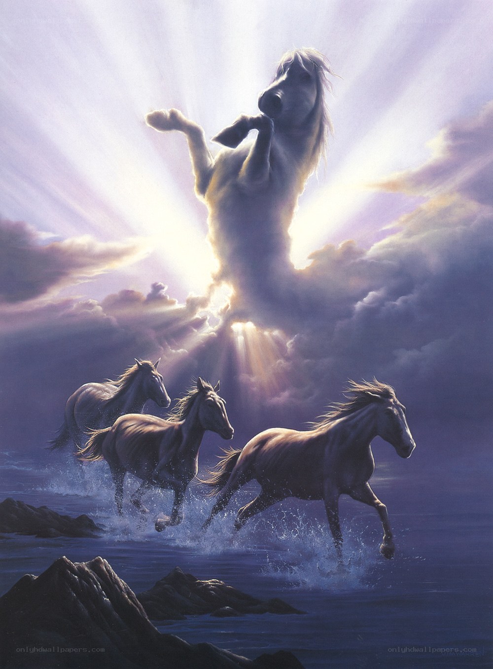 Horses Running on Water