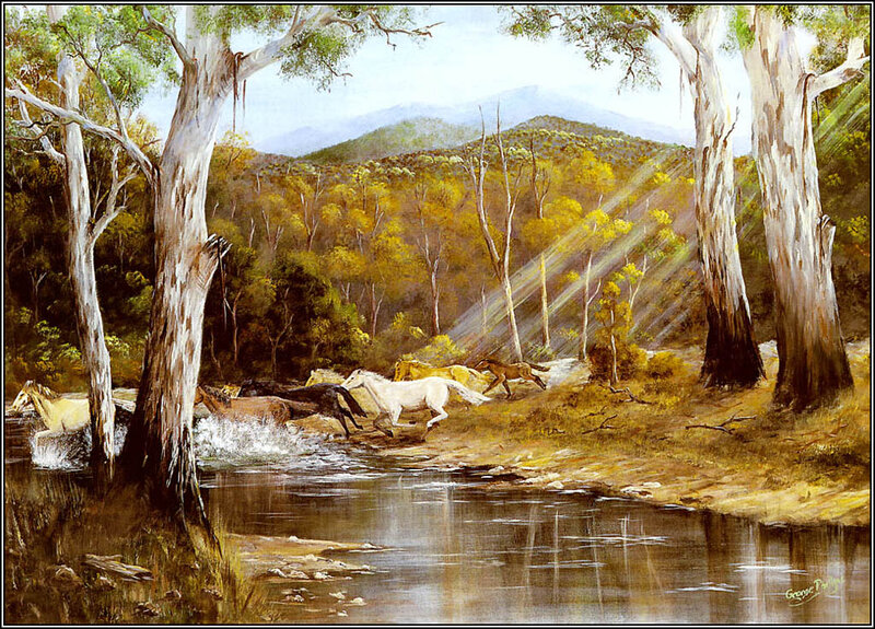 Horses Running Through River