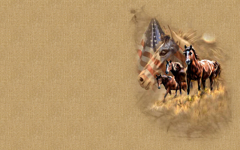 Horses with Flag