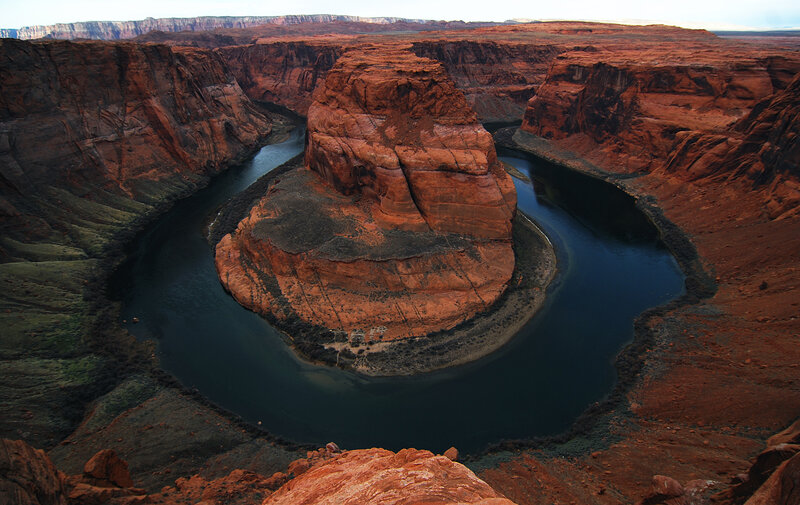 Horseshoe Bend Canyon — Red, Dramatic, Sunset, Photograph, River, Cliffs