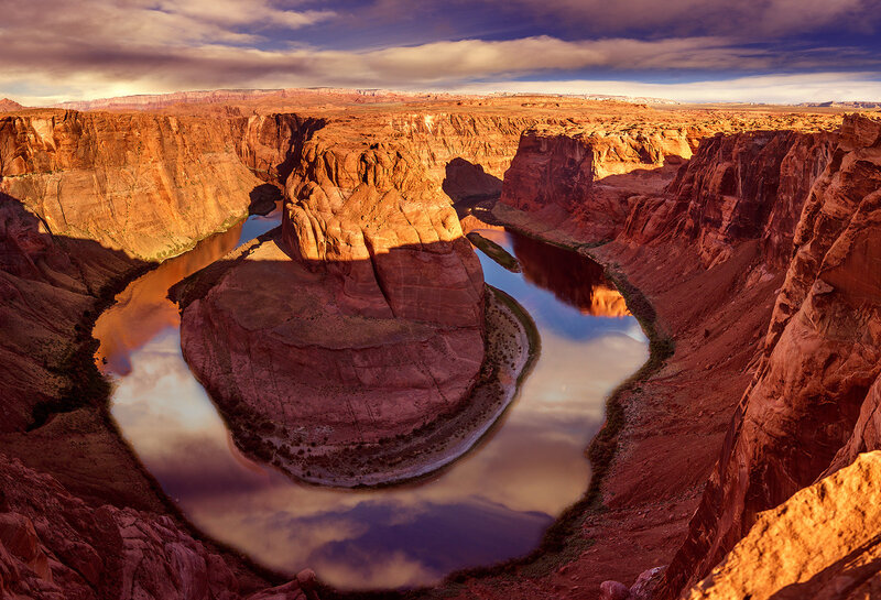 Horseshoe Bend Canyon — Red, Dramatic, Sunset, Photograph