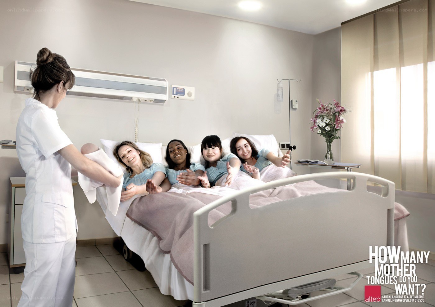 Hospital bed with patients
