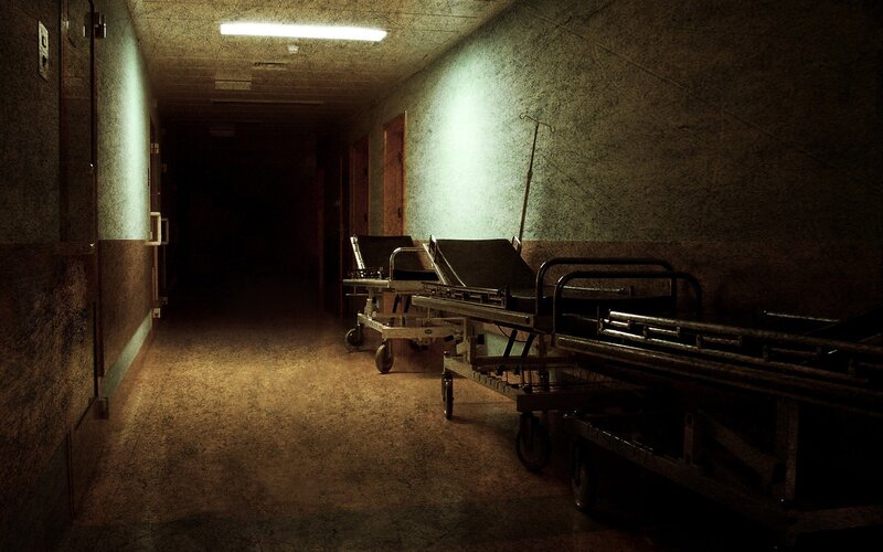 Hospital Stretchers in Hallway
