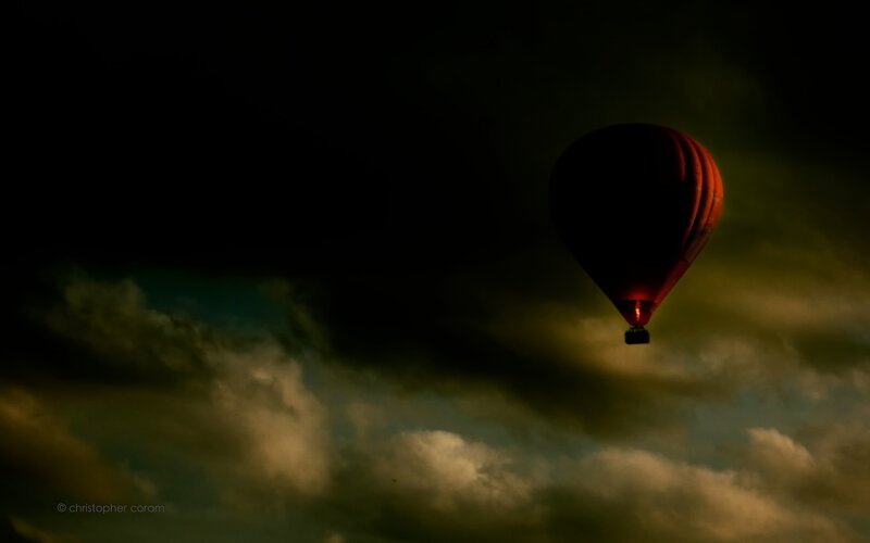 Hot air balloon at dusk