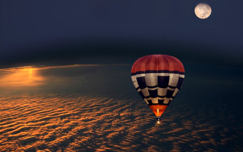 Hot Air Balloon at Night — Orange