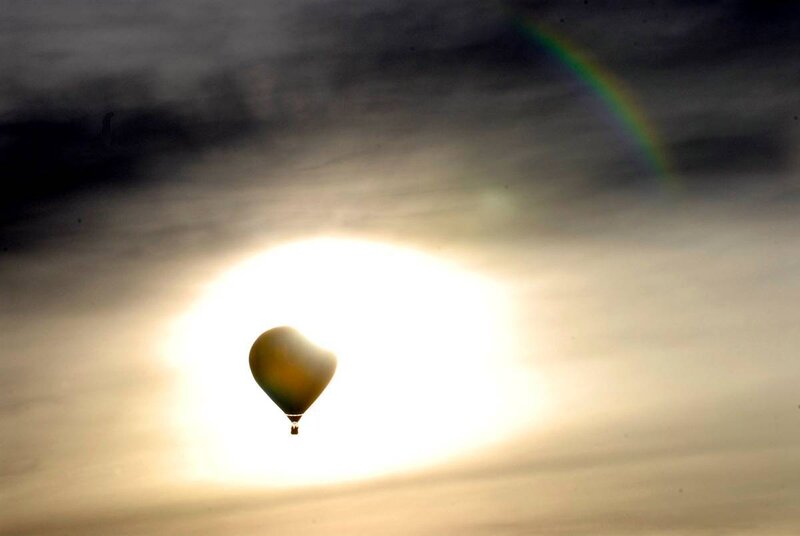 Hot air balloon at sunrise