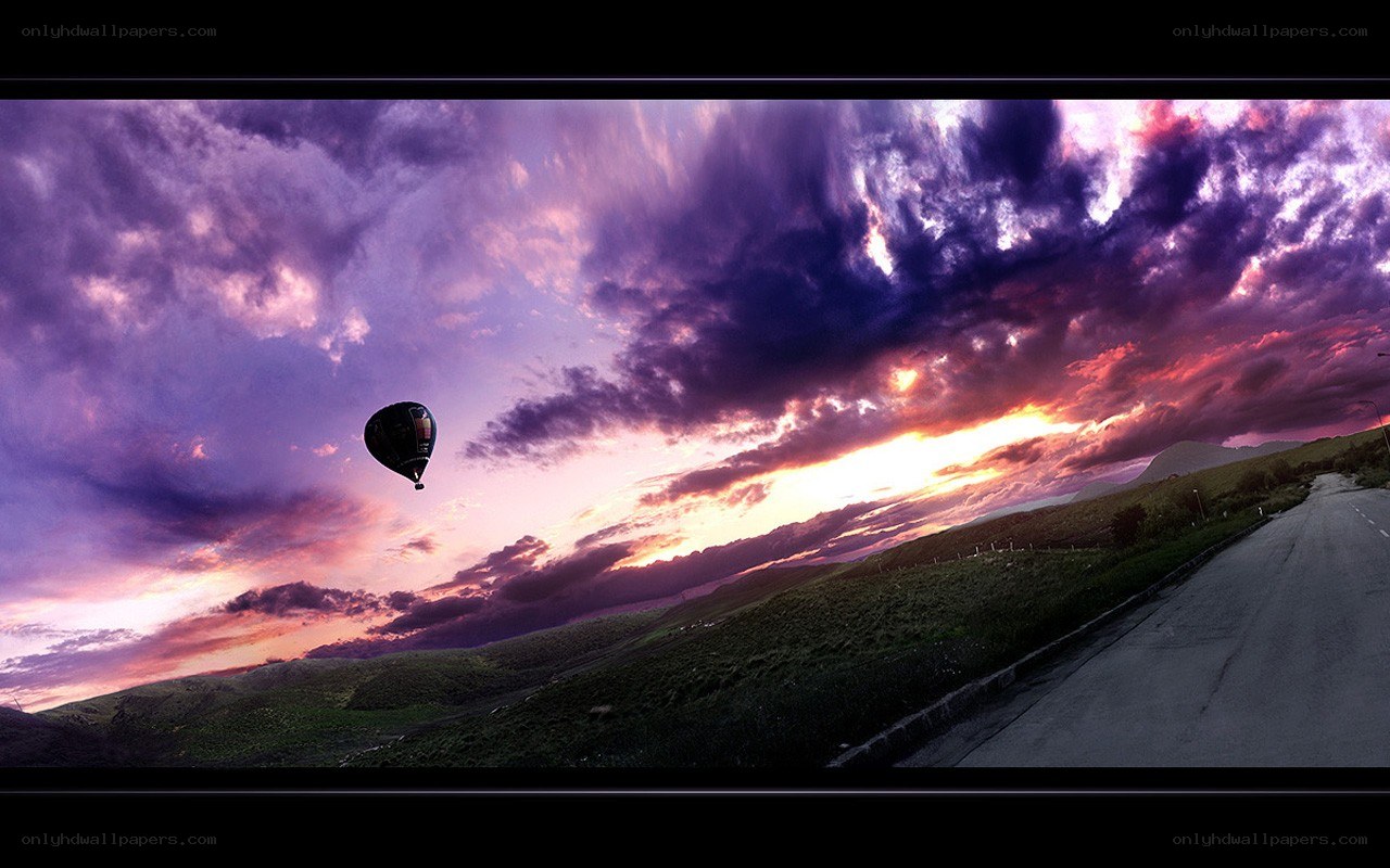 Hot air balloon at sunset