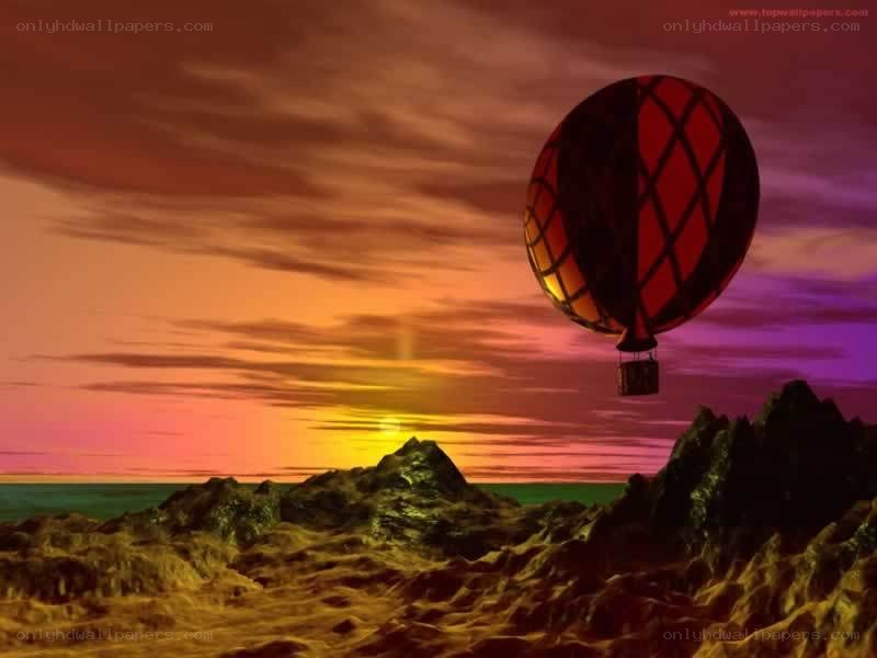 Hot air balloon at sunset