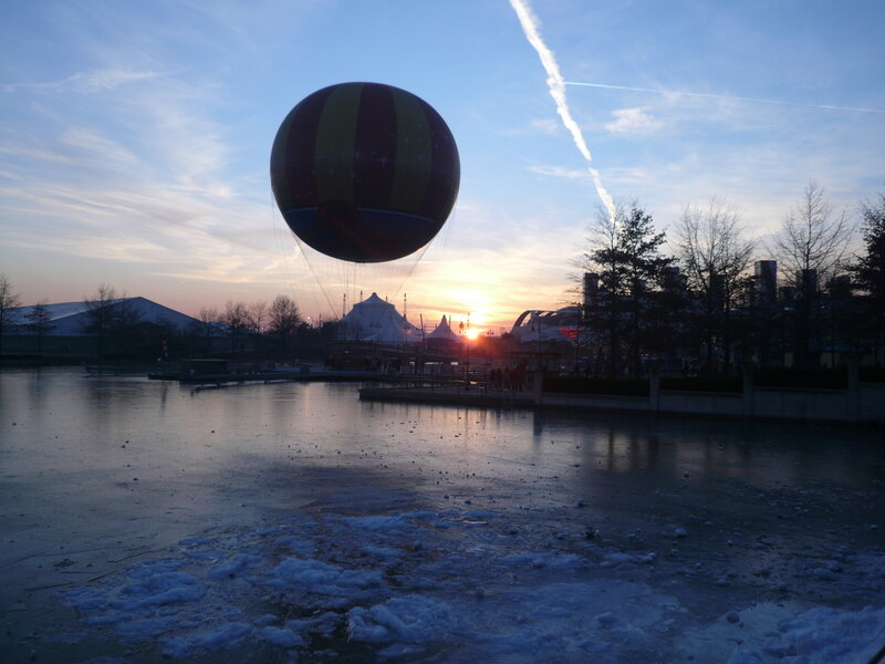 Hot air balloon at sunset