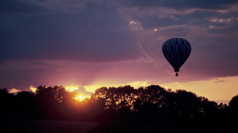 Hot air balloon at sunset