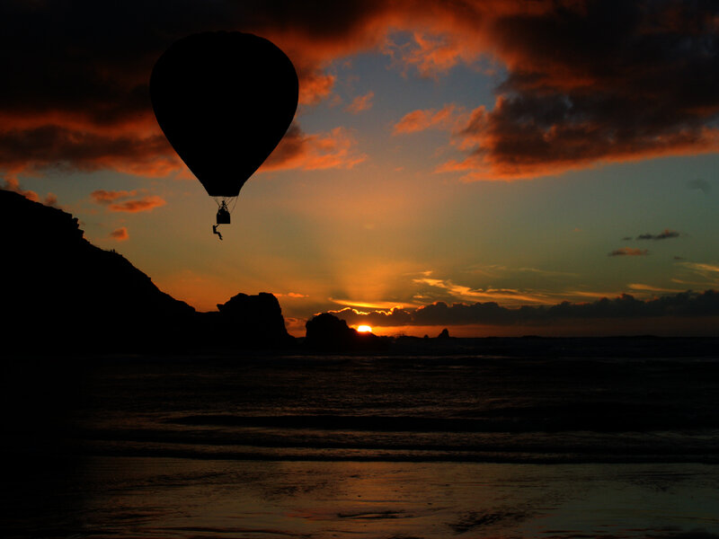 Hot Air Balloon at Sunset — Orange