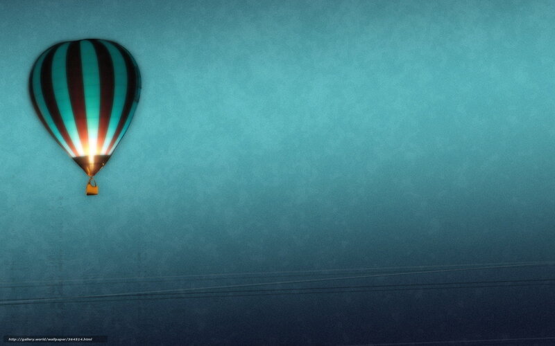Hot Air Balloon — Blue, Serene, Night, Digital Art