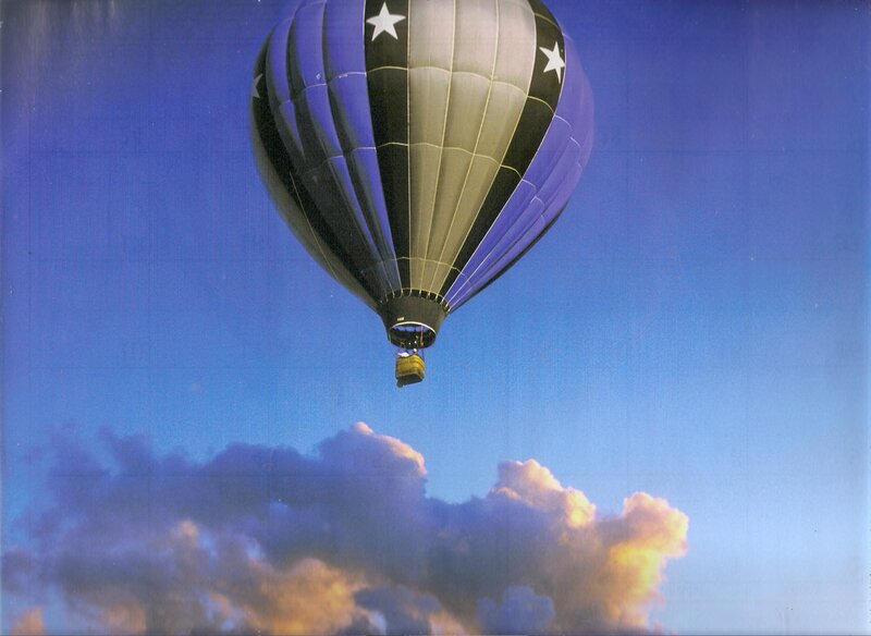 Hot Air Balloon — Blue, Serene, Sunset