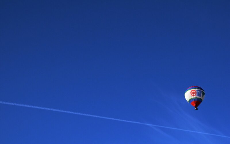 Hot air balloon in blue sky