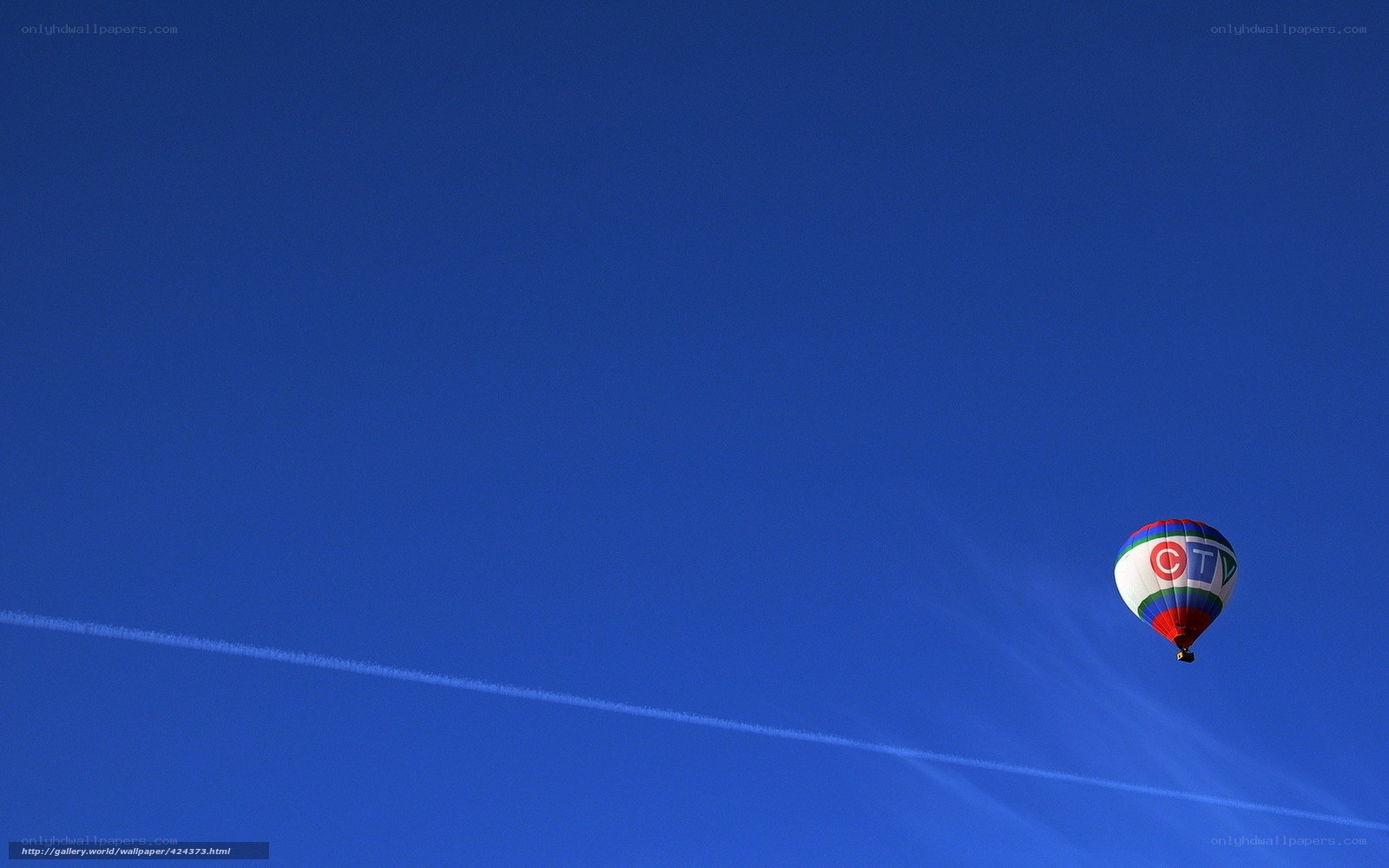 Hot air balloon in blue sky