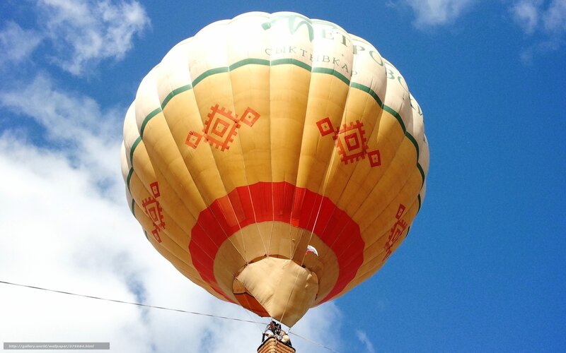 Hot air balloon in blue sky