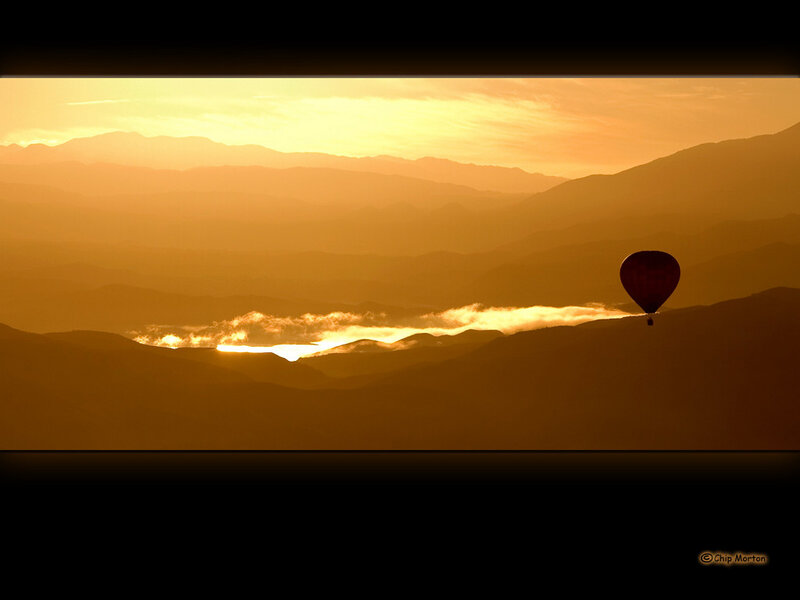 Hot Air Balloon in Mountains