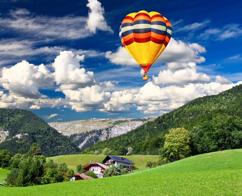 Hot Air Balloon in Sky — Blue