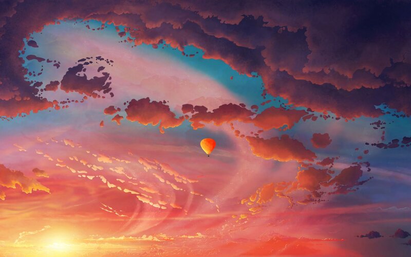 Hot Air Balloon in Sky — Orange