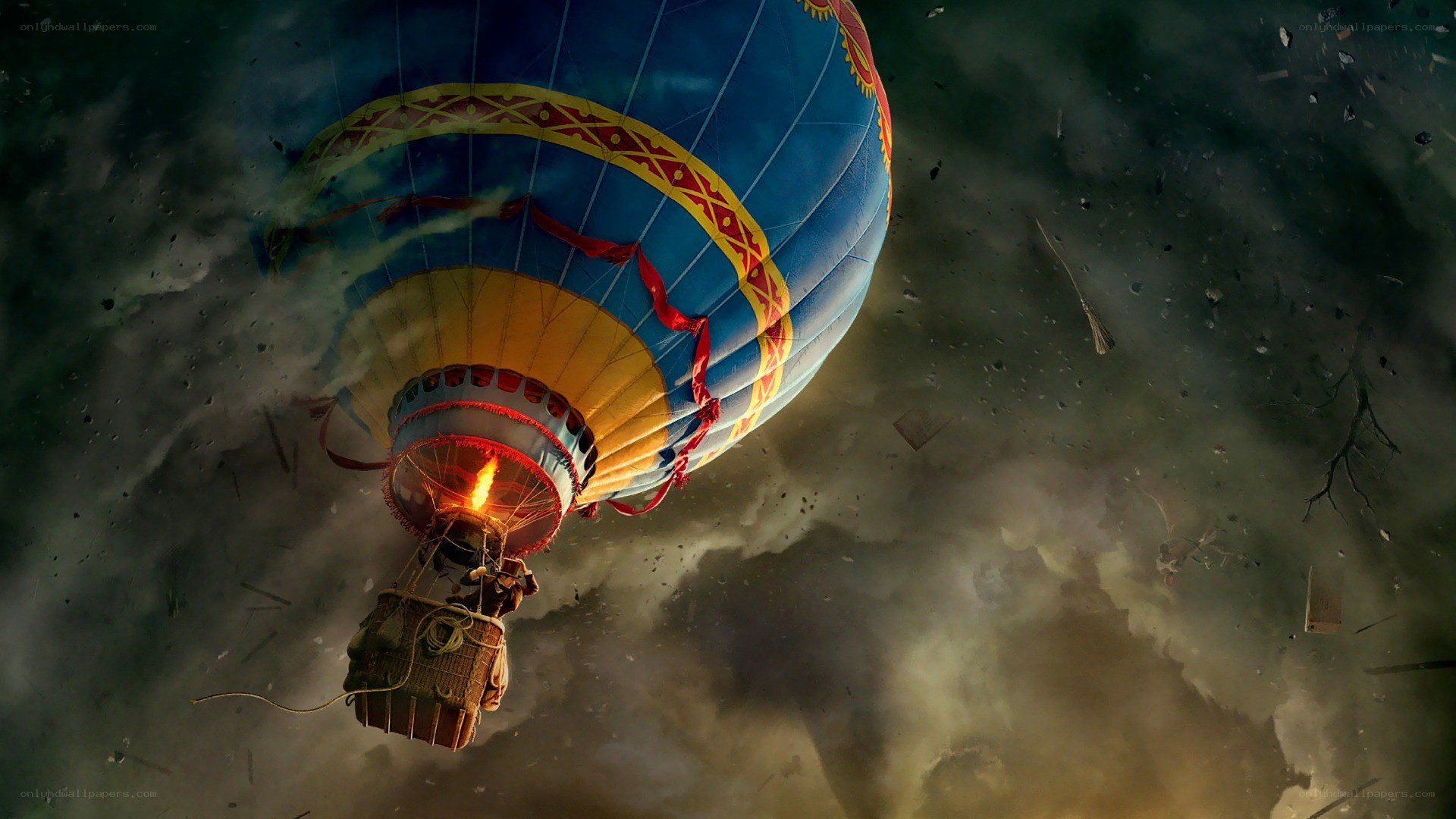 hot air balloon in storm