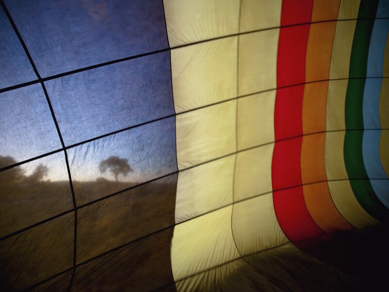 Hot Air Balloon Interior — Blue, Serene, Sunset