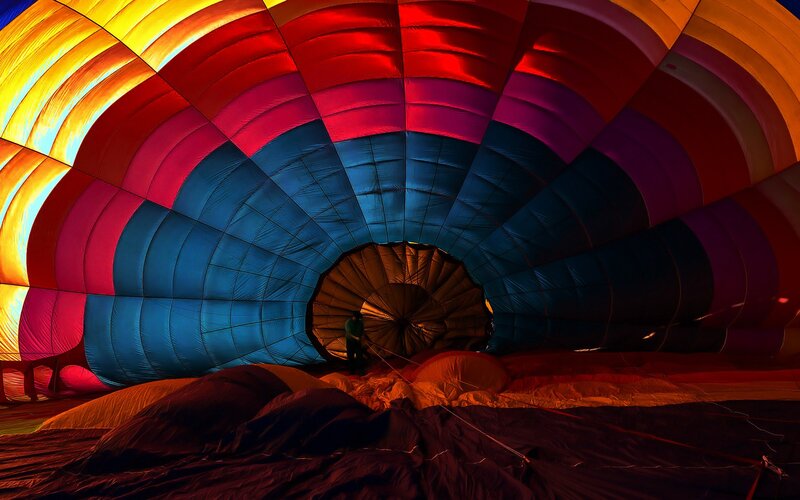 Hot Air Balloon Interior — Red, Dramatic, Night