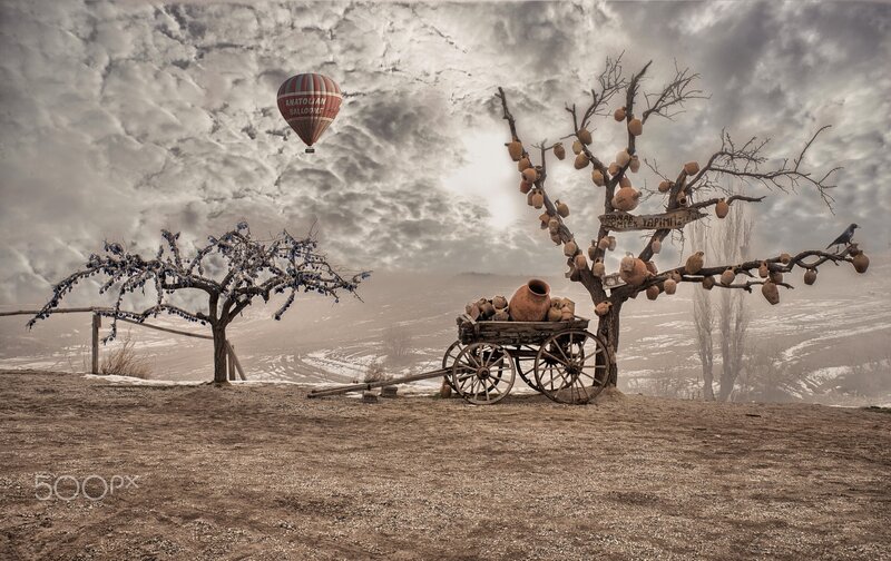 Hot Air Balloon over Cart