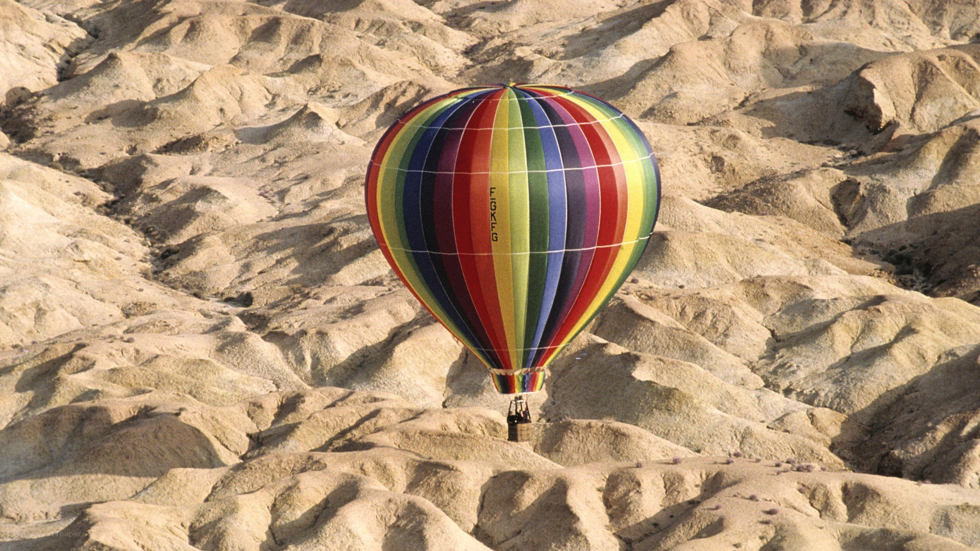 Hot air balloon over desert