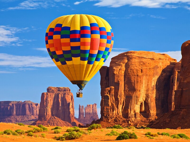 Hot air balloon over desert