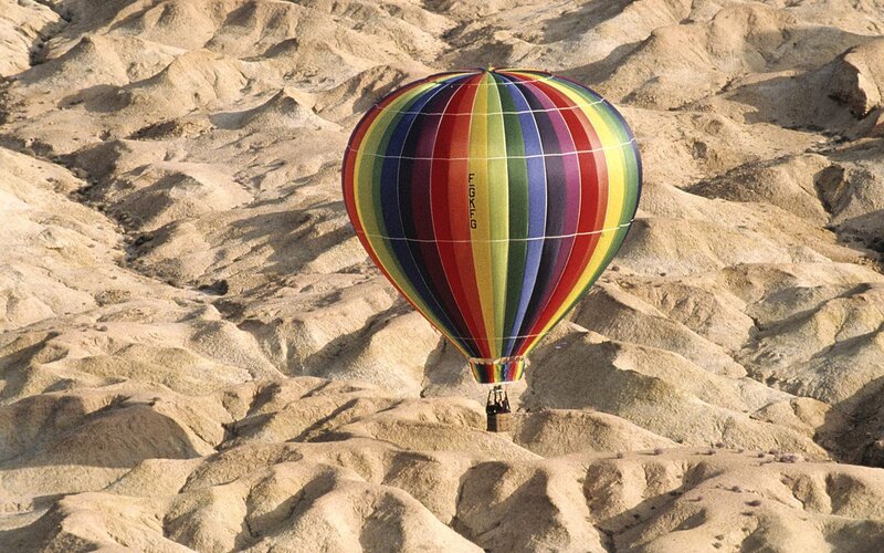 Hot Air Balloon over Desert — Brown