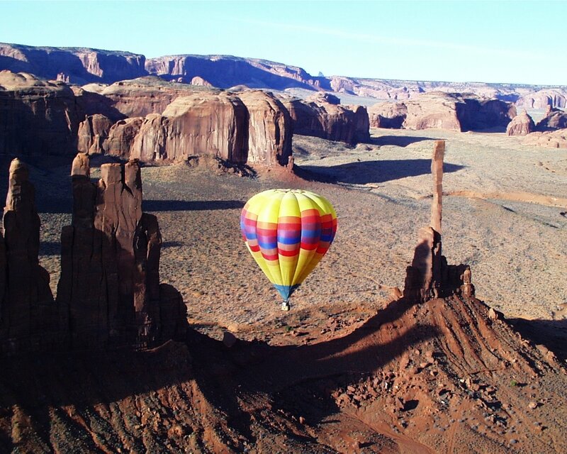Hot air balloon over desert
