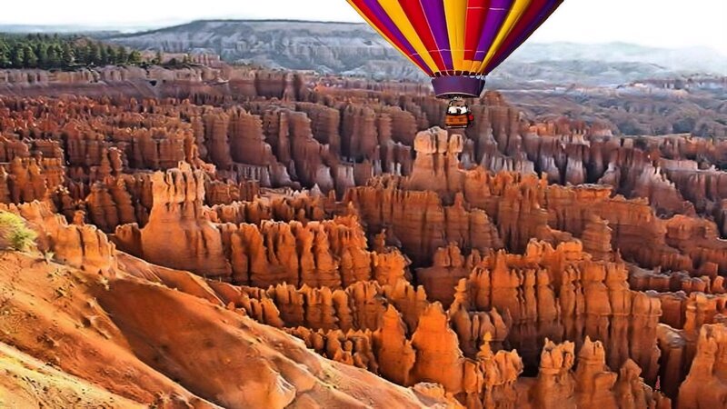 Hot Air Balloon over Hoodoos