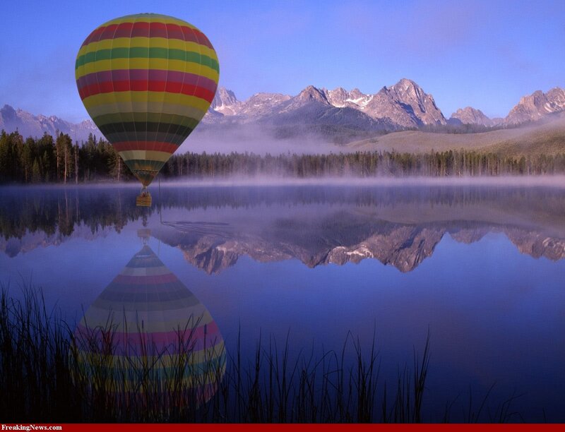 Hot Air Balloon over Lake