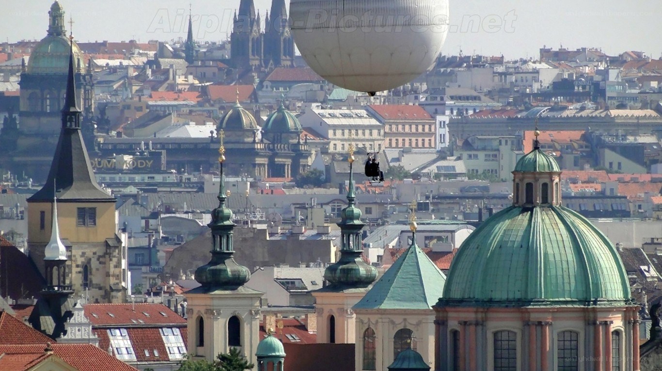 Hot air balloon over Prague