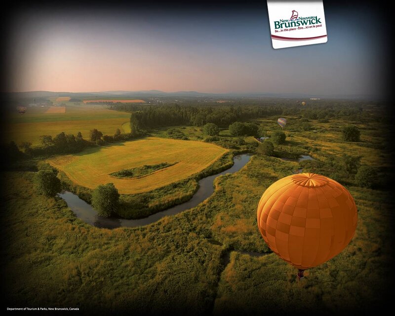 Hot Air Balloon over River — Orange