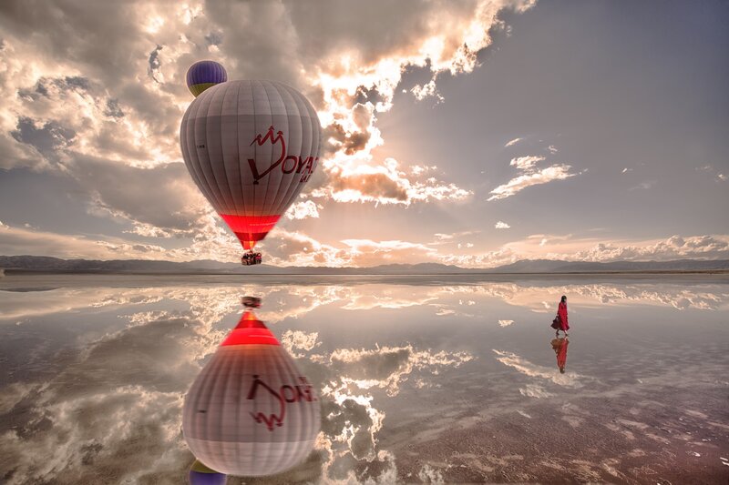 Hot Air Balloon over Salt Flat