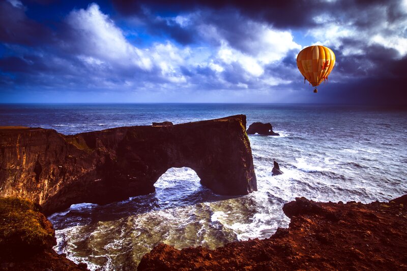 Hot Air Balloon over Sea