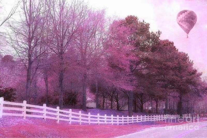 Hot Air Balloon over Trees — Purple