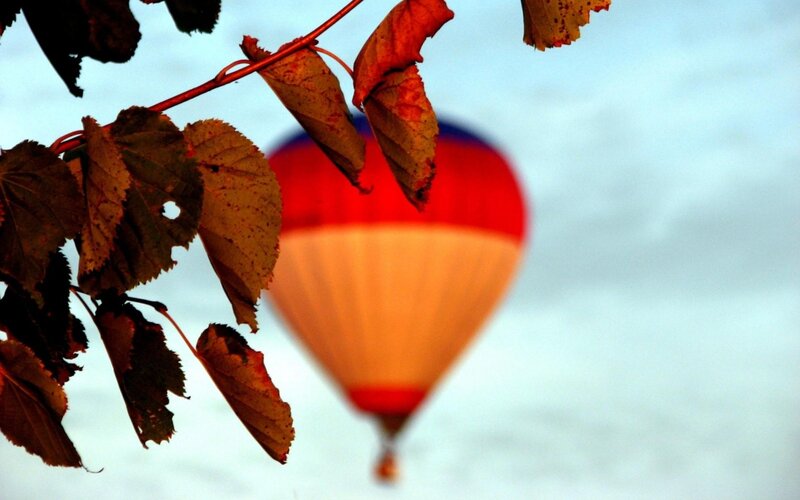 Hot Air Balloon — Red, Serene, Autumn