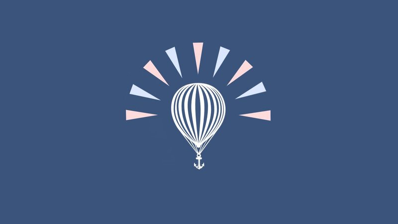 Hot Air Balloon with Anchor — Blue