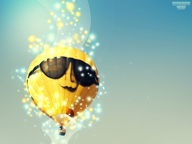hot air balloon with sunglasses
