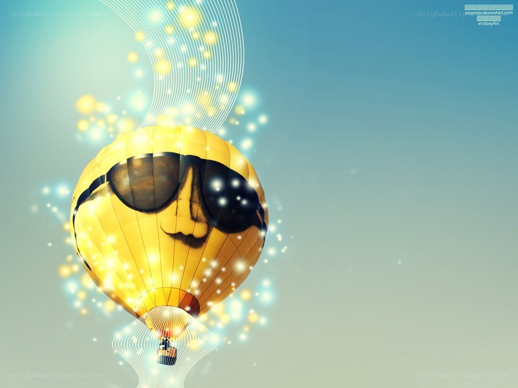 hot air balloon with sunglasses