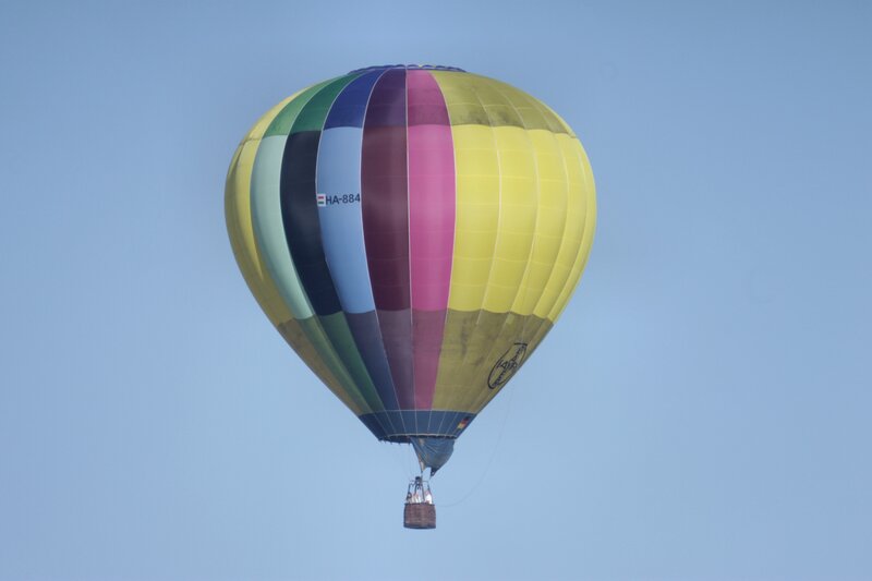 Hot Air Balloon — Yellow, Serene, Afternoon, Photograph
