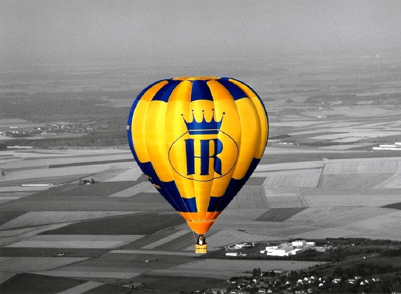 Hot Air Balloon — Yellow, Serene, Photograph