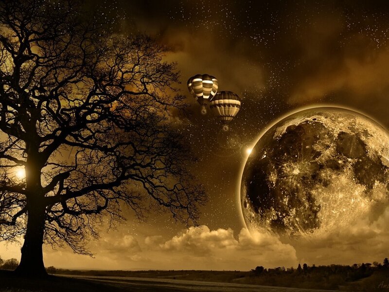 Hot Air Balloons and Moon